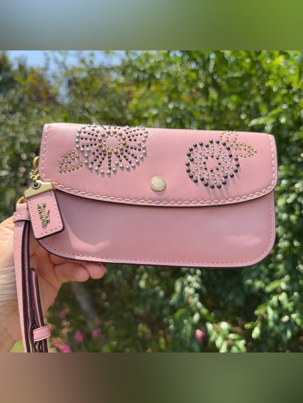 Coach Clutch With Tea Rose Rivets 27190